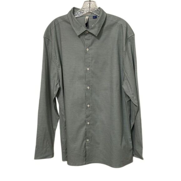 Artefact Stockholm Stretch Poplin Green striped Button Up Shirt Mens Size XL NEW - Picture 1 of 10